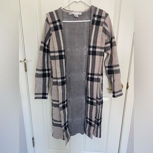 Long Plaid Sweater Jacket